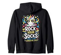 Rock Your Socks Down Syndrome Awareness Day Unicorn WDSD Zip Hoodie