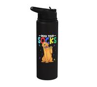 Rock Your Socks Golden Retriever Down Syndrome Awareness Stainless Steel Insulated Water Bottle