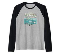 Rockabilly 50s Rebel Classic Rock N Roll Style Raglan Baseball Tee