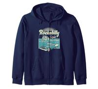 Rockabilly 50s Rebel Classic Rock N Roll Style Zip Hoodie