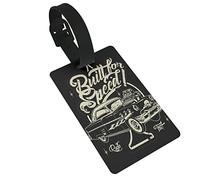 Rockabilly Cartoon Retro Hot Rod American Antique Car Classic Cool Coupe Engine Design 2 PC PVC Luggage Tags Privacy Cover Silicone Luggage Tags Travel Suitcase Tags Travel Accessories