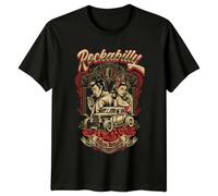 Rockabilly Culture Artwork Music Mens T-Shirt Womens Tee Graphic Unisex Top for Rock and Roll Lovers 4XL Black