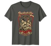 Rockabilly Culture Artwork Music Mens T-Shirt Womens Tee Graphic Unisex Top for Rock and Roll Lovers L Light Graphite