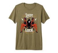 Rockabilly Devil Girl Lady Lucky Spade Retro Vintage Casino Premium T-Shirt