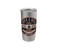 Rockabilly Music Lucky Devil Retro Vintage 1950's Rock Roll Stainless Steel Insulated Tumbler
