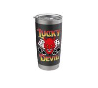 Rockabilly Retro Casino Themed Lucky Devil Dice and Cards Stainless Steel Insulated Tumbler
