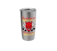 Rockabilly Retro Casino Themed Lucky Devil Dice and Cards Stainless Steel Insulated Tumbler