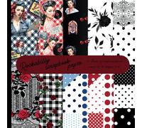 Rockabilly Scrapbook Paper, 20 sheets of scrapbook papers, 2x 10 sheets at 8"x8": Perfect for vintage retro crafting, decorative paper pad ideal for the 1950's vibe.