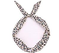 Rockabilly Wired Headband Retro Scarf Adjustable Twist Wire Hair Band Bunny Ears Bowknot (Leopard-Beige)