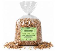 RockBerry Bird Food Four Seasons Mix for Wild Birds, Wheat, Cut Maize, Red Dari and Black Sunflower Seeds, Blended in the UK (8 KG)