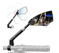 ROCKBROS Bicycle Mirror 360°Rotatable and Foldable Bicycle Rear View Mirror for MTB, Racing Bikes, E-bikes, Electric Scooters, Handlebar Diameter of 20-23 mm, Impact-Resistant Real Glass