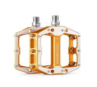 ROCKBROS Bike Pedals Sturdy Anti-slip Aluminum Flat Pedals, Wide Platform with Dustproof Waterproof Sealed Bearing Cycling Accessories for MTB Mountain & Gravel Bikes, 1 Pair, Gold