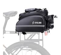 ROCKBROS Bike Rack Bag Bike Trunk Bag, Waterproof Carbon Leather Bicycle Rear Seat Cargo Bag, Expandable Bike Pannier with Water Bottle Holder, 3 in 1 Multifunctional Handbag