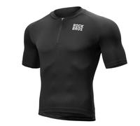 ROCKBROS Cycling Jersey Mens, Summer Short Sleeves, Breathable Quick Dry MTB Jersey with 3 Pockets, Half Zipped Biking Tops for Cycling, Racing, Mountain, Road & Gravel XL Black