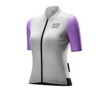 ROCKBROS Cycling Jersey Women Short Sleeve Breathable Road Cycling and Mountain Bike Jerseys Quick-Dry Biking Shirt Biking Cycle Tops Racing Bicycle Clothes with Pockets Grey-Purple