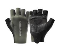 ROCKBROS Fingerless Cycling Gloves Padded Anti-Slip Shock-Absorbing Summer Bike Mitts Breathable Half Finger Short Gloves for Mountain Bike, Road Bicycle, Mtb, Riding, Men and Women Black Green L