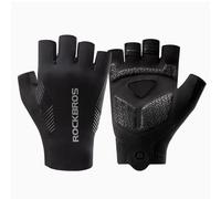 ROCKBROS Fingerless Cycling Gloves Padded Anti-Slip Shock-Absorbing Summer Bike Mitts Breathable Half Finger Short Gloves for Mountain Bike, Road Bicycle, Mtb, Riding, Men and Women Black S