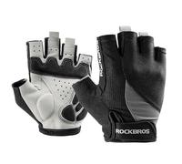 ROCKBROS Half Finger Cycling Gloves Anti-Slip Shock-Absorbing Short Mitts Breathable Fingerless Summer Gloves for Men Women Mountain Bike Ride Sports Hiking L