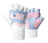 ROCKBROS Kids Cycling Gloves 4-12 Years, Half Finger Gloves for Boys and Girls, Non-Slip, Soft and Stretchy - for Sports Bike Climbing Scooter, White Blue, S