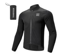 ROCKBROS Men’s Cycling Jacket Windbreaker Lightweight Breathable Bicycle Tops Reflective Outdoor Sports Jacket Windproof Men’s Running Mountain Hiking Black Coat L