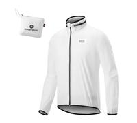 ROCKBROS Men's Cycling Jacket Windbreaker, High Visibility Fluorescence, Breathable with Stowable Hood, Lightweight Cycling Coat for MTB Road Bike, Walking Hiking Packable M
