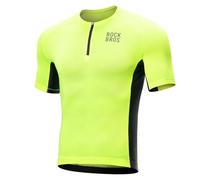 ROCKBROS Men's Cycling Jersey, Short Sleeves Summer Cycling Tops Quick Dry Breathable Mountain Bike MTB Jersey 1/4 Zip Shirt Bicycle Riding Running and Hiking 3XL Yellow