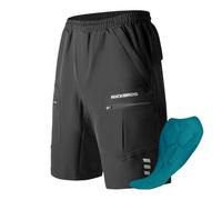 ROCKBROS Men's Cycling Shorts with 4D Padding - Breathable Padded Cycling Removable Shorts Quick-Drying Mountain Bike Outdoor M-4XL Black