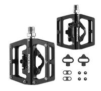 ROCKBROS MTB Mountain Bike Pedals Compatible with SPD Mountain Bike Dual Function Sealed Clipless Aluminum Bicycle Flat Platform 9/16" Pedals with Cleats for Road, MTB, Mountain Bikes
