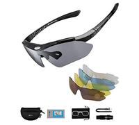 ROCKBROS Polarized Sports Cycling Glasses with 5 Interchangeable Lenses | UV Protection, TR90 Unbreakable Frame Sunglasses for Fishing, Driving, Skiing, Men & Women