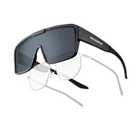 ROCKBROS Polarized Sunglasses Fit Over Glasses Women Men UV400 Polarized Cycling Glasses,Wrap Around Sunglasses for Driving Cycling Black Matte/White Silver