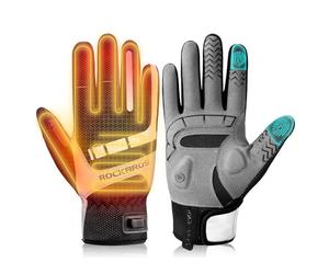 ROCKBROS USB Heated Gloves Cycling Gloves Reflective Shock Absorbing Gloves Winter Gloves with Touch Function for Men Women Ideal for Cycling, Hiking, Office and
