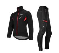 ROCKBROS Winter Bicycle Jersey Suit Cycling Jacket Pants Set Windproof Waterproof Riding Composite Fleece Thermal Jacket Outdoor Sport Coat Casual Reflective Jacket Black M-4XL