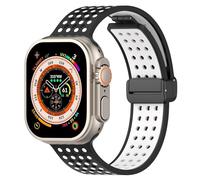 RockCheems Band,Compatible with Apple Watch Band,Colorful design,Magnetic Link,Breathable,Foldable,Magnetic Silicone Band. (black and white,38/40/41mm)
