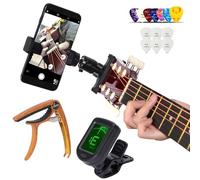 RockCheems Guitar Beginners Kits - 1 Guitar Bass Head Phone Holder for Live Broadcast Video Recording,1 Guitar Capo,1 Guitar Electronic Tuner With Free Guitar Picks