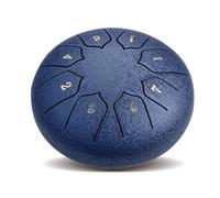 Rockcheems Rain Drum for Outside,Steel Tongue Drum for Beginner,6 Inch 8 Notes Hand Drum with Song Book,Drum Mallets(Navy blue,8 notes)