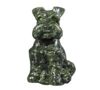 Rockcloud Handmade Dog Crystal Figurine Witch Craft Statue Healing Praying Angel Sculpture for Home Office Decoration, Green Jade Schnauzer