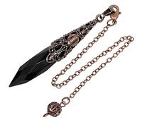 rockcloud Natural Black Obsidian Stone Dowsing Pendulum Chakra Crystal Point Pendant Pendulum for Divination Copper Wicca Balancing Meditation Kit