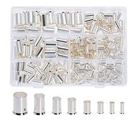 RockDIG 300Pcs 12 10 8 6 4 2 1/0 2/0 Wire Ferrule Tinned Copper Crimp Connector Electrical Cable Pin Cord End Terminal 8 Sizes Assortment Kit