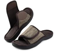 RockDove Men's Adjustable Wrap Memory Foam Slide Slipper, Size 10/11 UK Men, Coffee