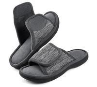 RockDove Men's Adjustable Wrap Memory Foam Slide Slipper, Size 10/11 UK Men, Gray