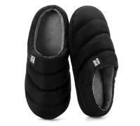 RockDove Men's Campground Memory Foam Down Slipper, Size 12/13 UK Men, Black and Gray