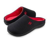 RockDove Men's Original Two-Tone Memory Foam Slipper, Size 12/13 UK Men, Black and Red