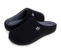 RockDove Men's Original Two-Tone Memory Foam Slipper, Size 14 UK Men, Black and Grey