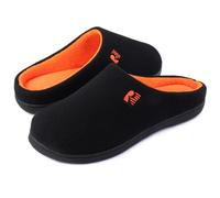RockDove Men's Original Two-Tone Memory Foam Slipper, Size 8/9 UK Men, Black and Orange