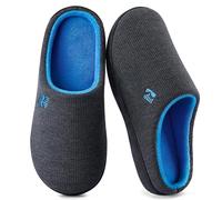 RockDove Men's Original Two-Tone Memory Foam Slipper, Size 9.5 UK Men, Dark Grey and Blue