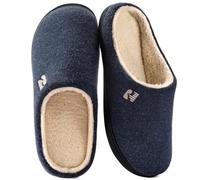 RockDove Men's Sherpa Lined Memory Foam Clog Slipper, Size 8/9 UK Men, Navy Blue