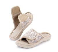 RockDove Women's Adjustable Memory Foam Slide Slipper, 5/6 UK, Beige