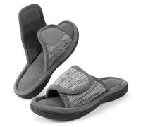 RockDove Women's Adjustable Memory Foam Slide Slipper, 9/10 UK, Gray