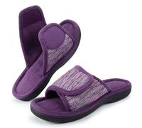 RockDove Women's Adjustable Wrap Memory Foam Slide Slipper, Size 3/4 UK Women, Eggplant