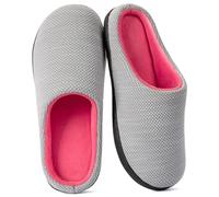 RockDove Women's Birdseye Knit Memory Foam Slipper, Size 3/4 UK Women, Gray and Pink